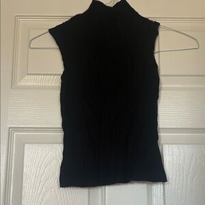 Black Sleeveless Turtleneck Top